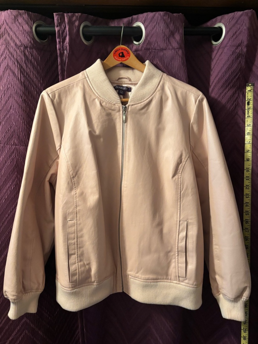 Roaman's LEATHER,Blush, Satin-Lined Bomber